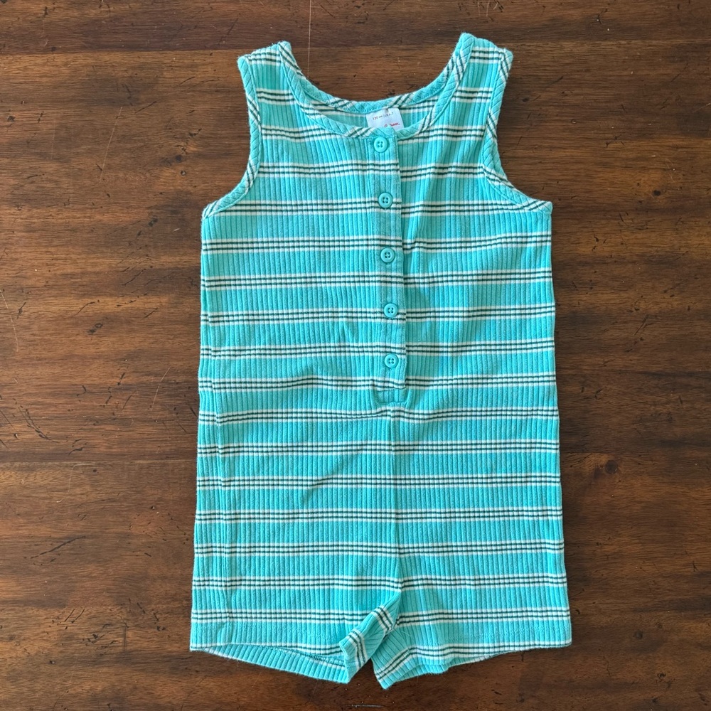 Hanna Andersson Teal Striped Romper Playsuit
